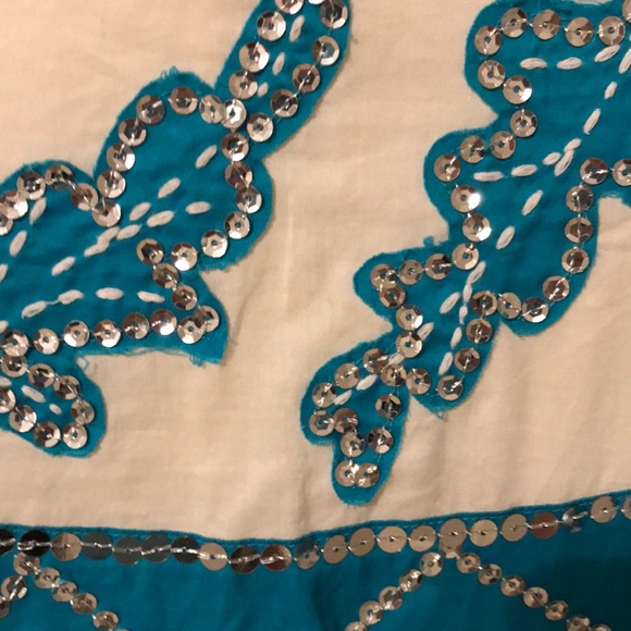 Sequin detailed teal and white midi skirt - Picture 3 of 4